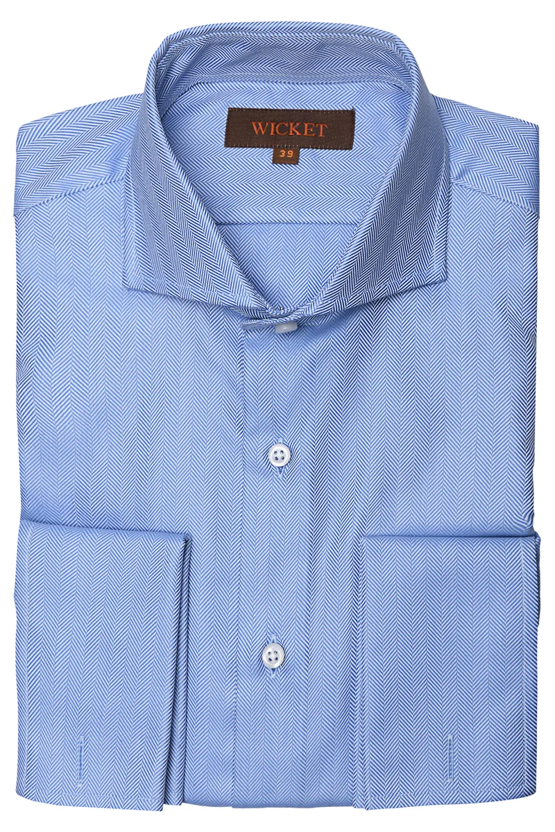 La Chevron de Coton Bleu Uni