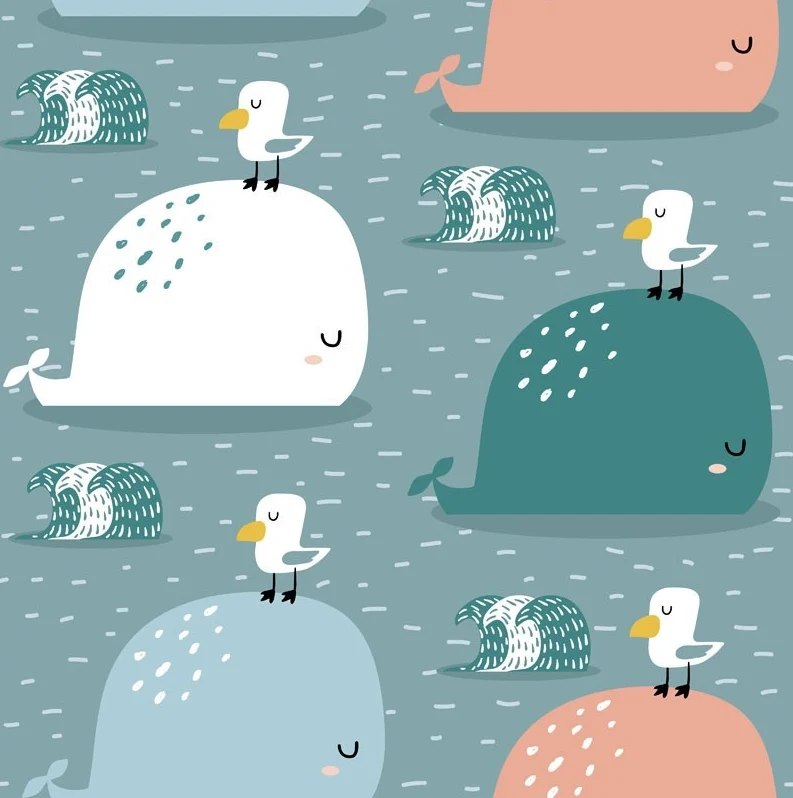 Whales and Gulls Cotton