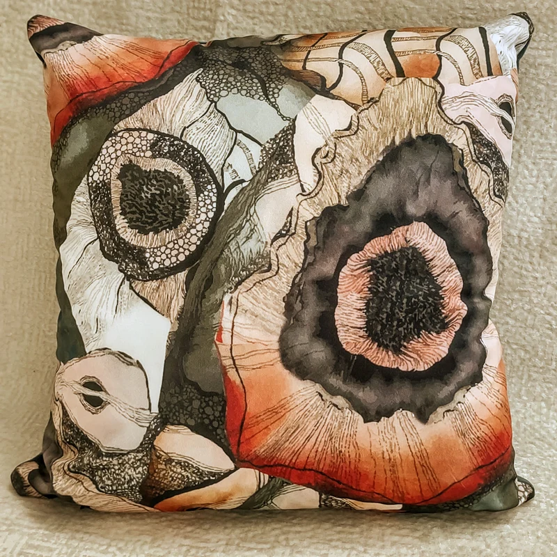 Red Poppies Velvet Cushion Cover 45x45cm+