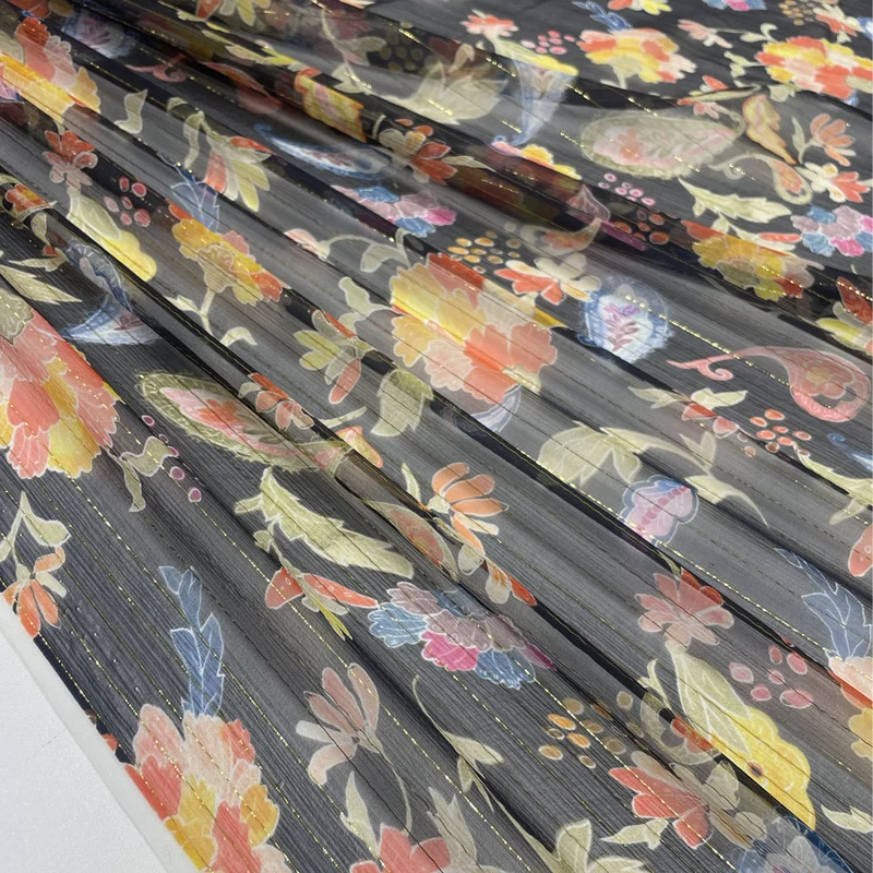 Tissu mousseline, soie - Métallisé, Salvia