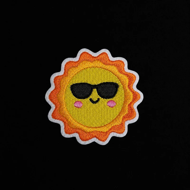 Écusson Brodé Thermocollant | Soleil Souriant avec Lunettes de Soleil