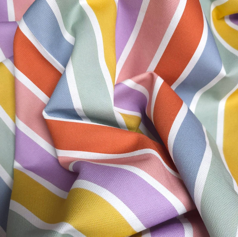 Canevas 100 % coton | Rayures sorbet | Exclusivité Les Tissées