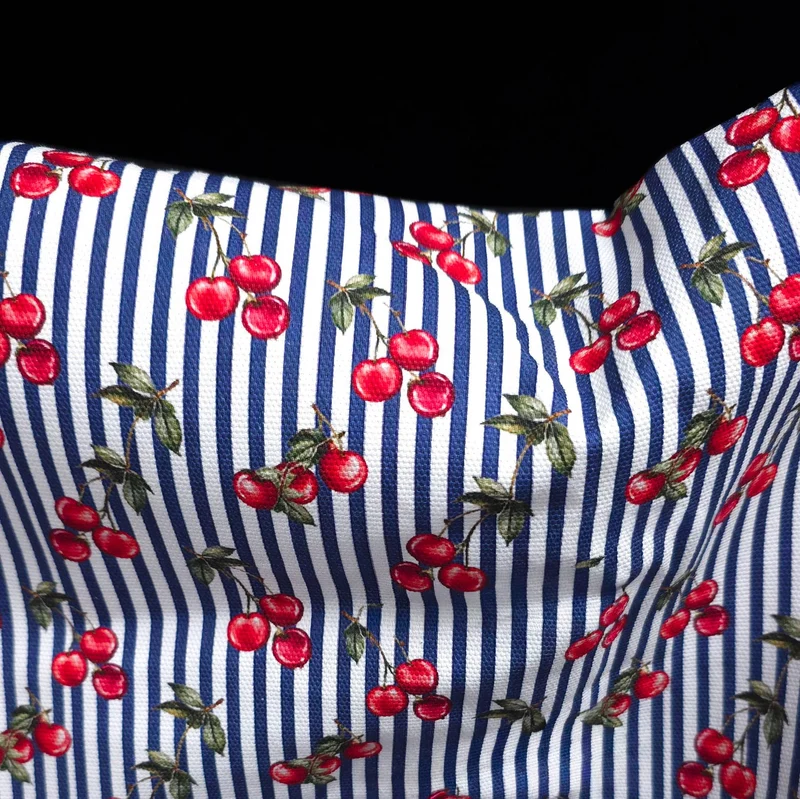 Canevas 100 % coton | Cerises et rayures | Exclusivité Les Tissées