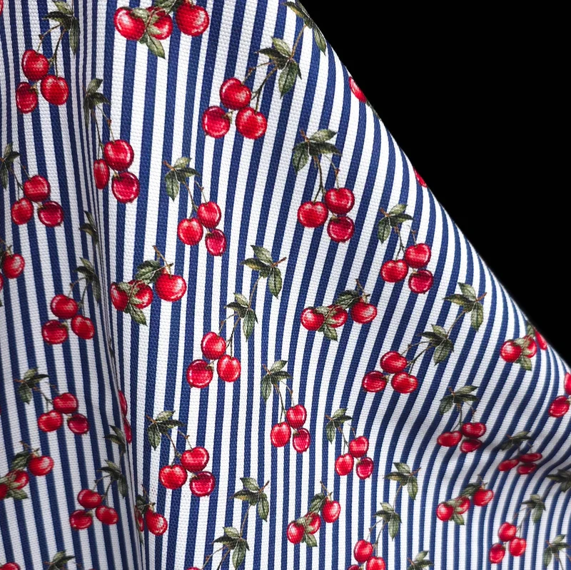 Canevas 100 % coton | Cerises et rayures | Exclusivité Les Tissées