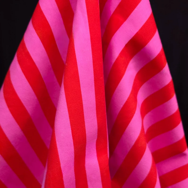 Canevas 100 % coton | Rayures Cherry Pop | Rouge et rose | Exclusivité Les Tissées