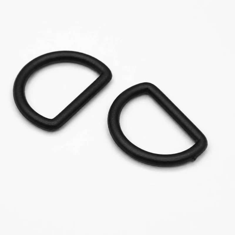 Anneaux en D en plastique | Bord arrondi | Noir | 19 mm (3/4 po) | Paquet de 2