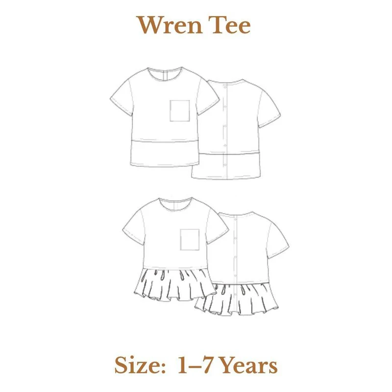 PATRON DE COUTURE PDF | T-shirt Wren | Pattern Paper Scissors | UNISEXE