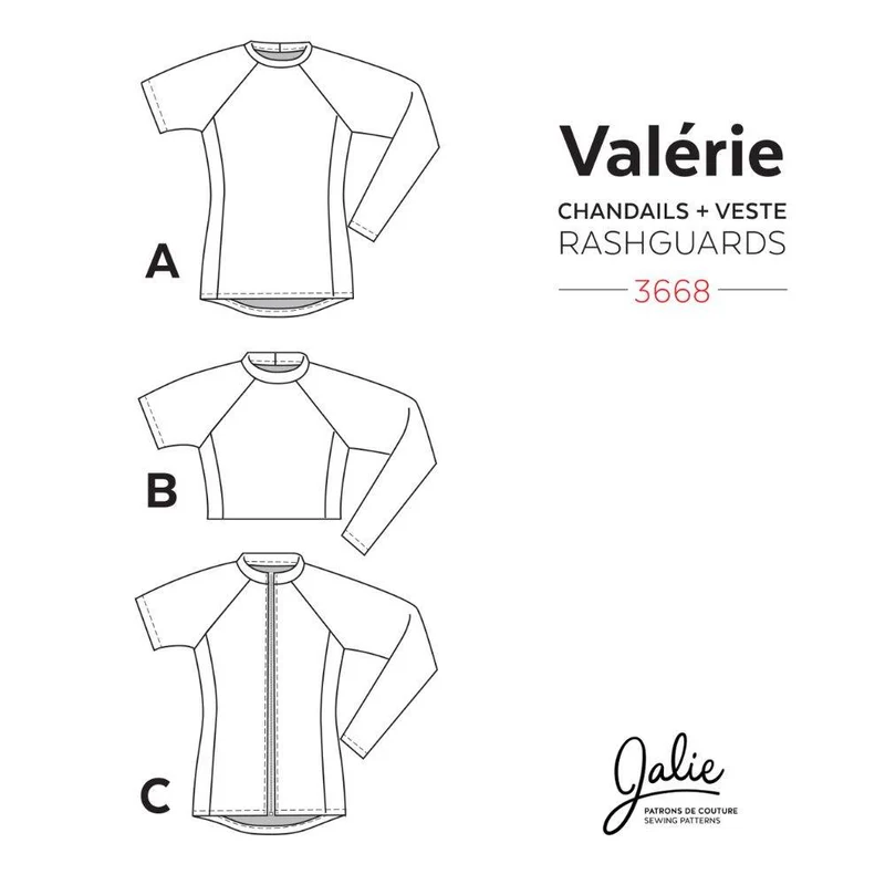 PATRON DE COUTURE PDF | Chandails de baignade et rashguards VALÉRIE 4450 | Jalie | BILINGUE (AN/FR)