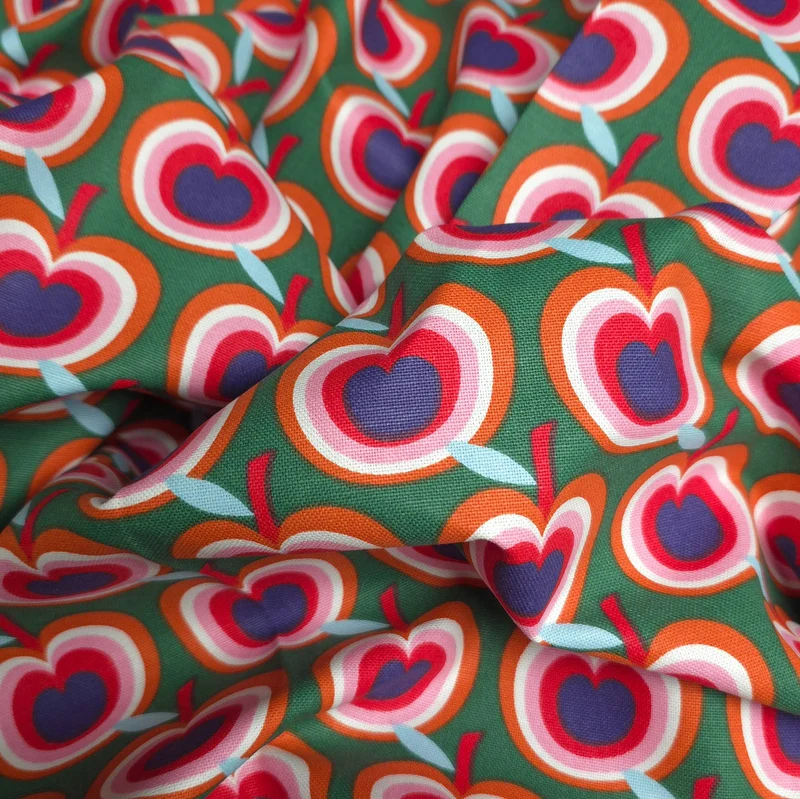 Canevas de coton Pommes Retro | Certifié Oeko-Tex