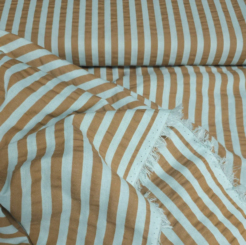 Seersucker 100 % coton | Rayé | Certifié Oeko-Tex