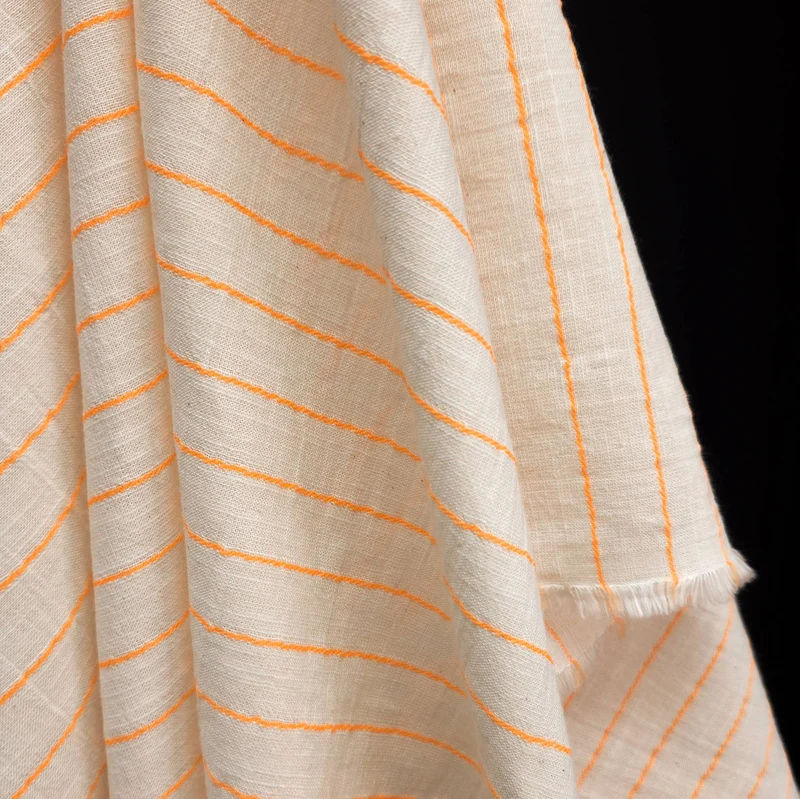Coton tissé teint | Rayures orange fluo | Katia Fabrics
