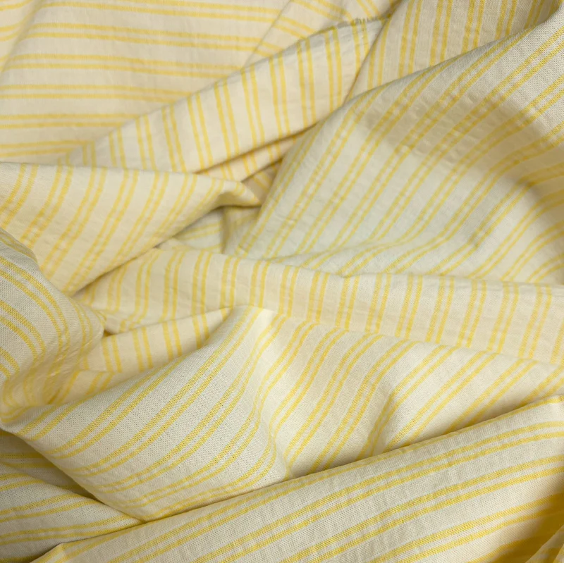 Coton tissé teint à rayures | Jaune et Écru | Katia Fabrics