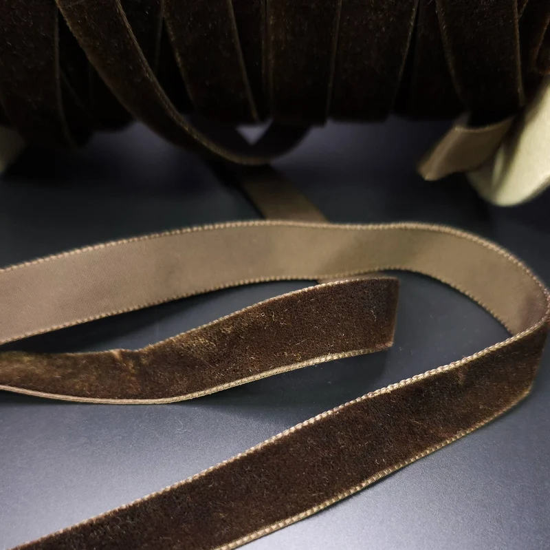 Galon de ruban de velours | Brun | 15 mm
