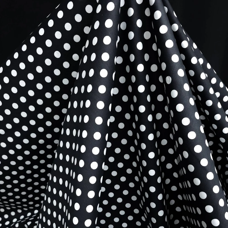 Popeline de coton | Pois noirs et blancs
