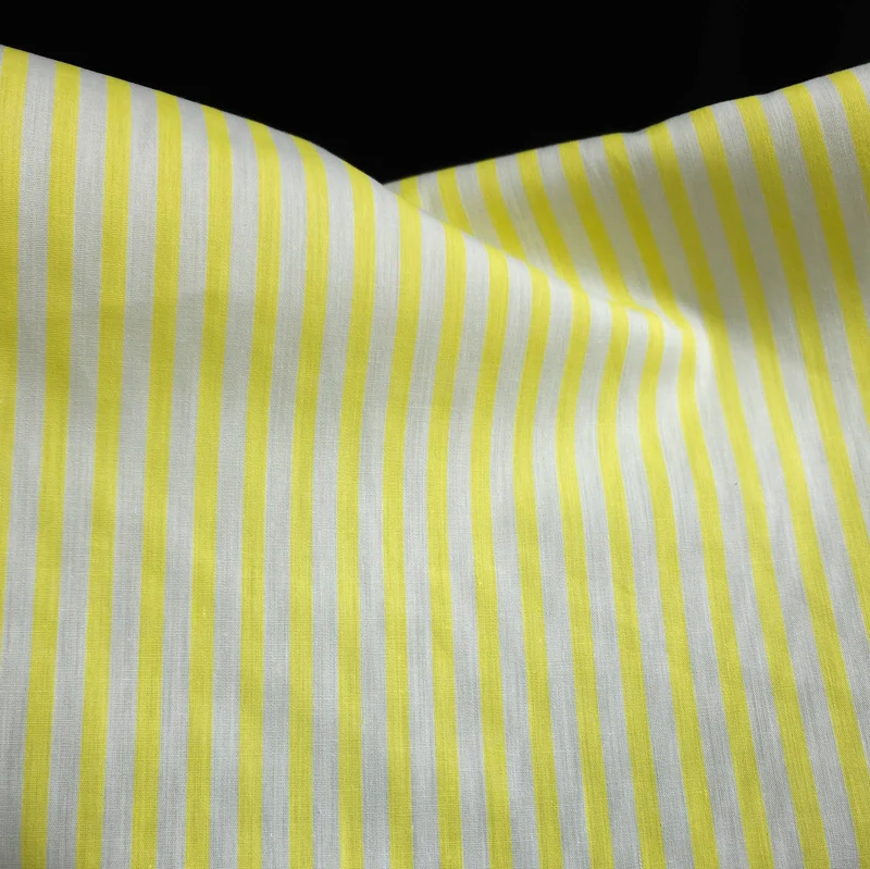 Coton pour Chemises | Rayures Citron et Blanches