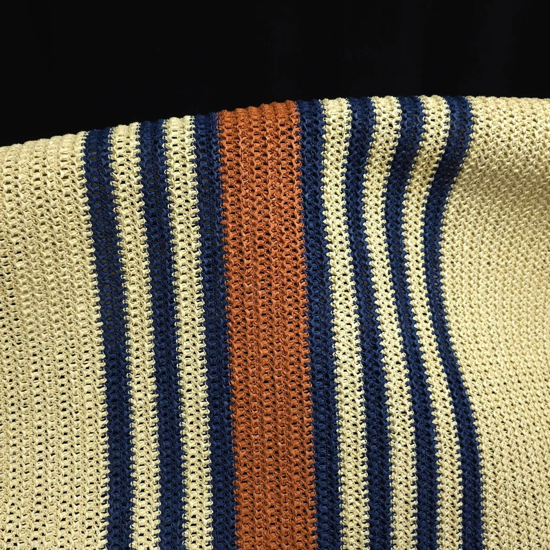 Raphia Tricoté en Papier | Rayures Nautiques Bleues & Naturelles | Katia Fabrics