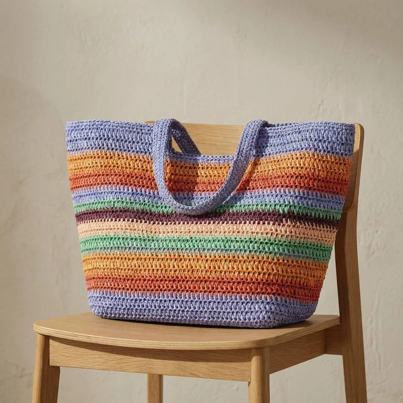 Raphia Tricoté en Papier | Rayures Multicolores Cotocachi | Katia Fabrics