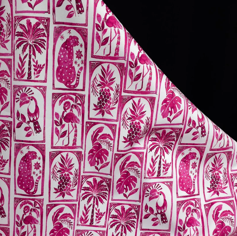 Coton pour Chemises Tropical | Carreaux jungle roses