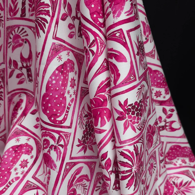 Coton pour Chemises Tropical | Carreaux jungle roses