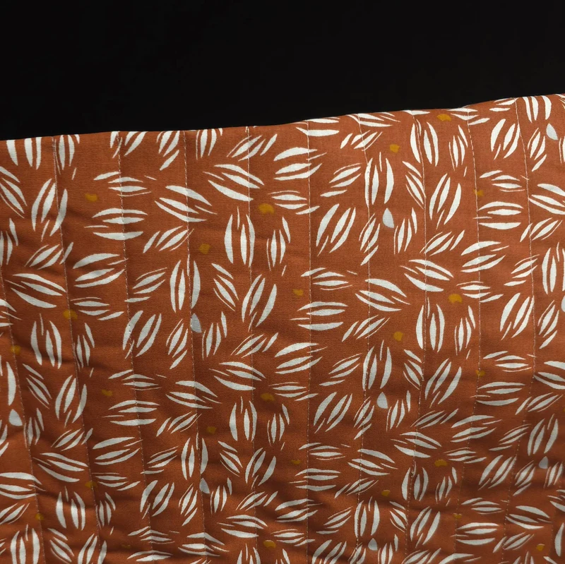 Coton matelassé réversible | Floral charbon & Feuilles rouille