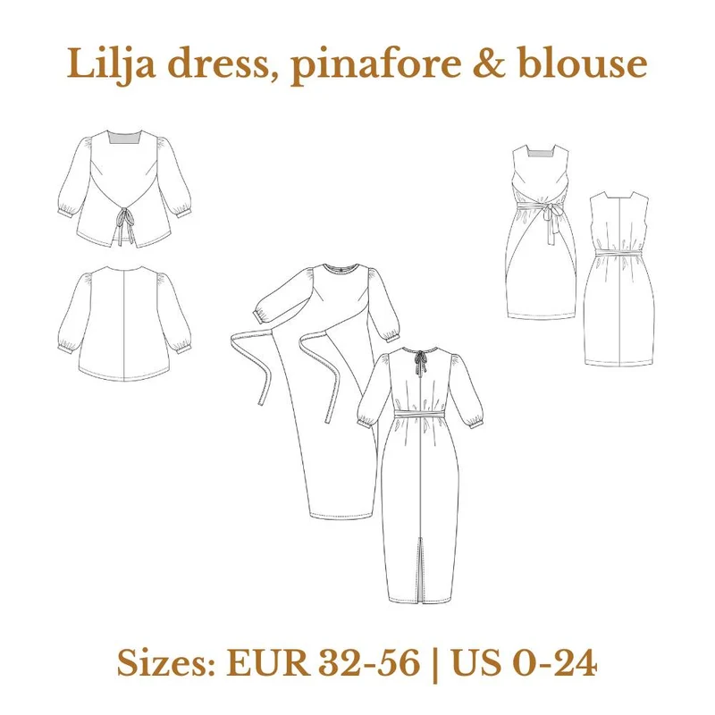 PATRON DE COUTURE PDF | Robe portefeuille, robe chasuble et blouse Lilja | Named Clothing
