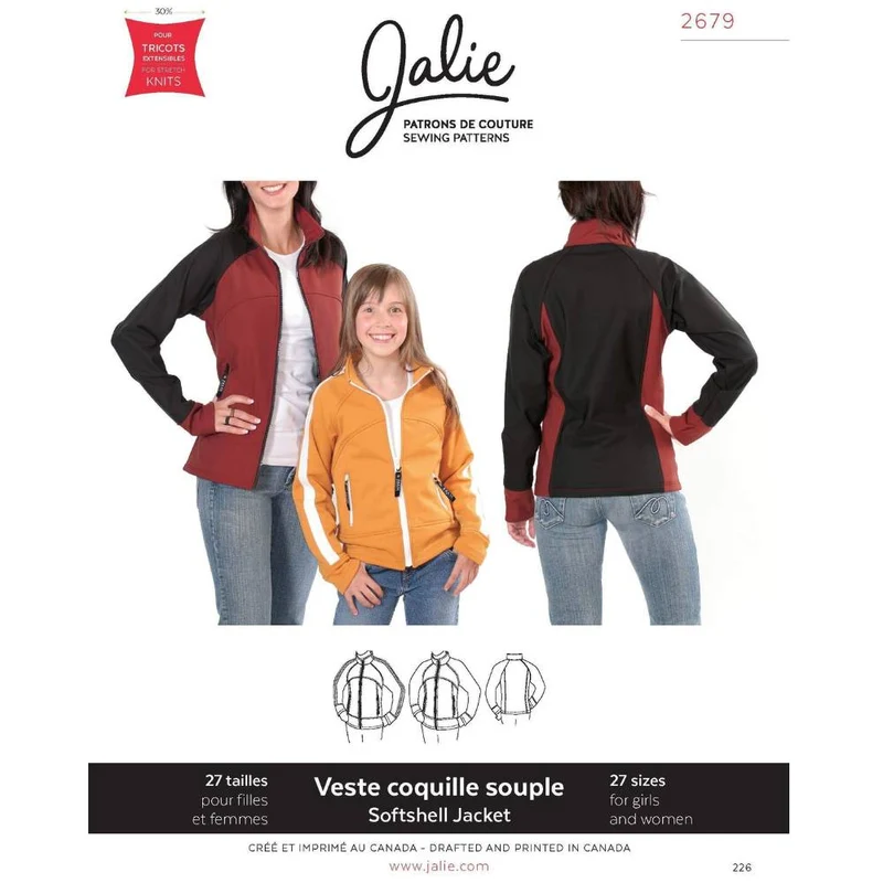 PDF PATRON DE COUTURE | 2679 | Veste de sport pour femme | Jalie | BILINGUE (FR/EN)
