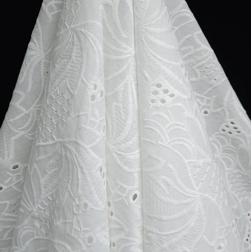Broderie anglaise en coton | Blanc