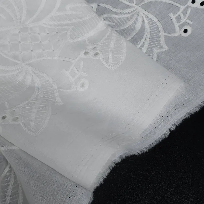 Broderie anglaise en coton | Blanc