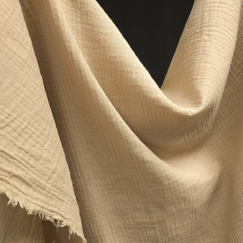 Tissu double gaze – Beige | Mousseline 100 % coton