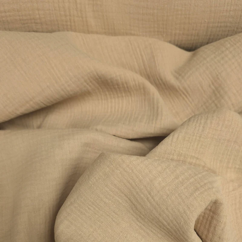 Tissu double gaze – Beige | Mousseline 100 % coton