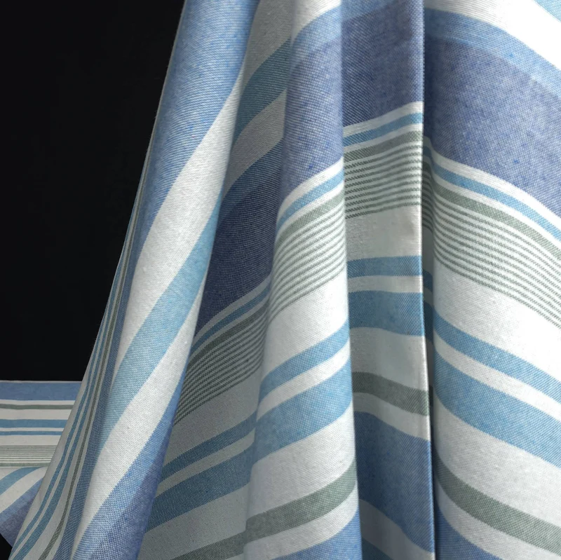 Canevas recyclé à rayures | Vert et bleu | Katia Fabrics