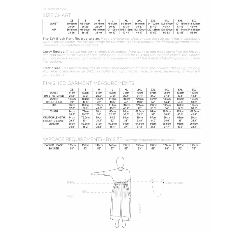 PATRON DE COUTURE PDF | Pantalon & Jupe ZW Block | Birgitta Helmersson | FORMAT A4 UNIQUEMENT