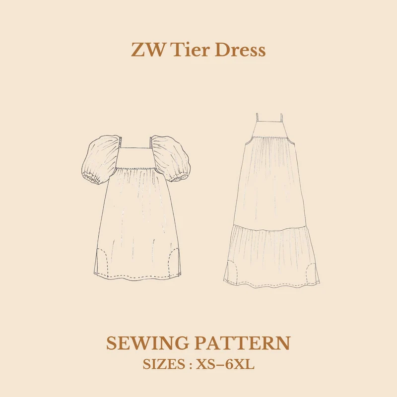 Patron de couture PDF | Robe à volants ZW | Birgitta Helmersson | Format A4 uniquement