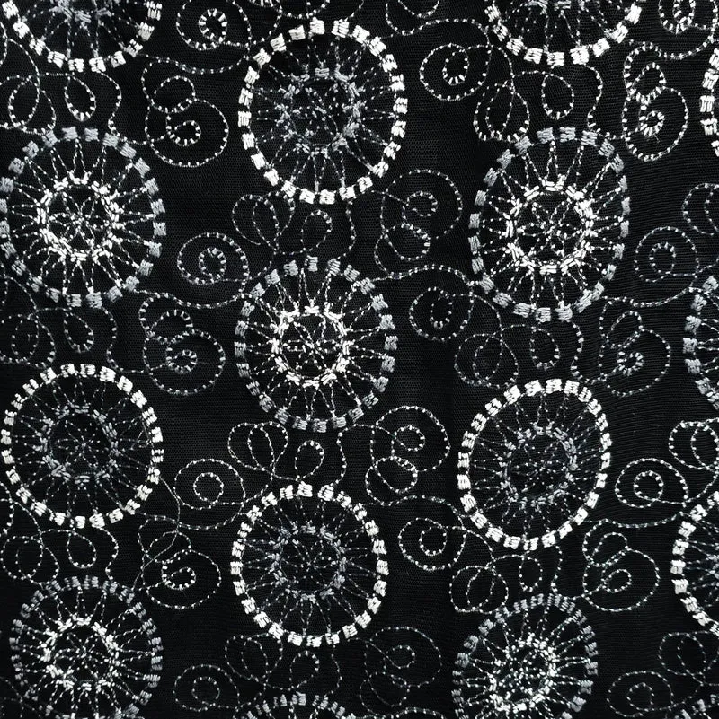 Mesh Brodé | Noir, Blanc & Gris