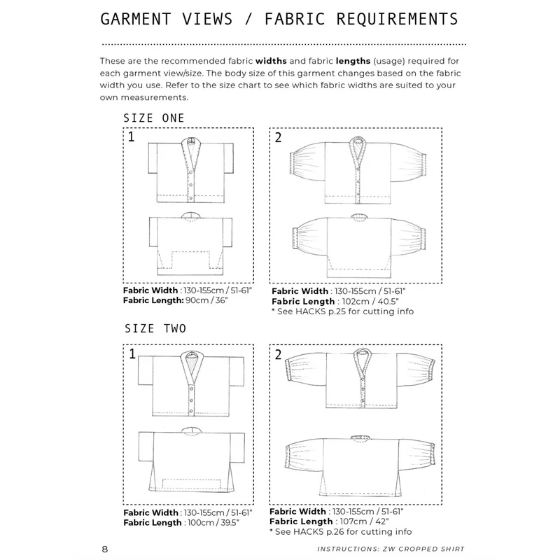 PATRON DE COUTURE PDF | Chemise courte zéro déchet | Birgitta Helmersson | A4 SEULEMENT