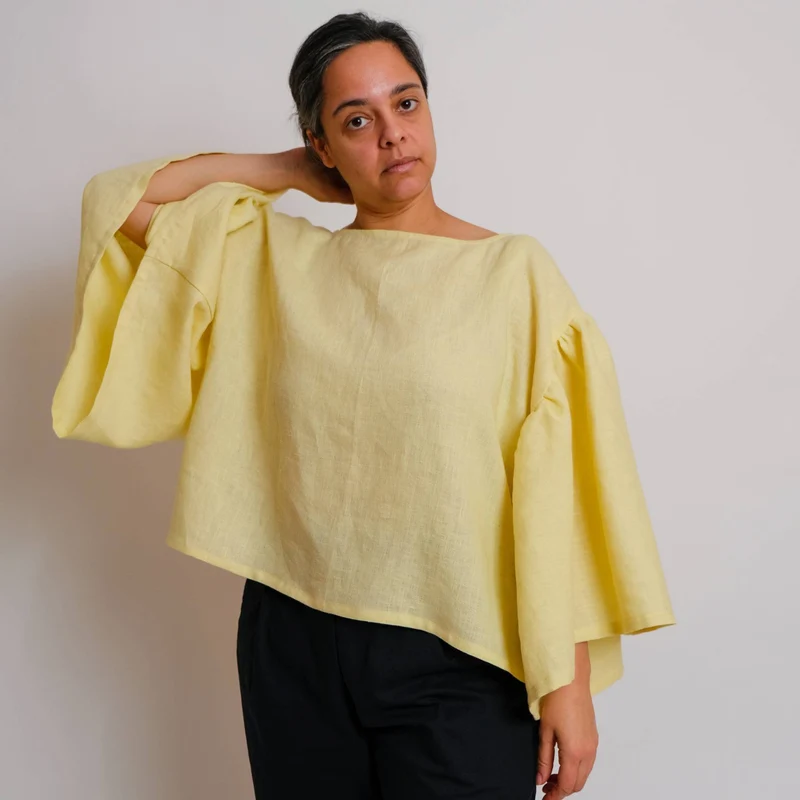 PATRON DE COUTURE PDF | Haut à manches à volants zéro déchet | Birgitta Helmersson | A4 SEULEMENT