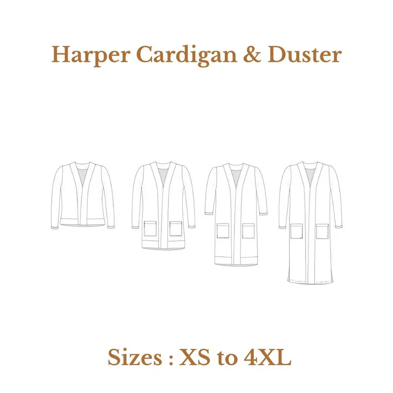 Patron de couture PDF | Cardigan & veste longue Harper | Sinclair