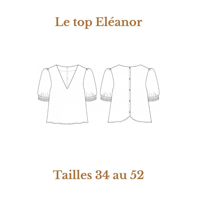 Patron de couture PDF | Le top Eléanor | Cha'coud | BILINGUE (FR/EN)