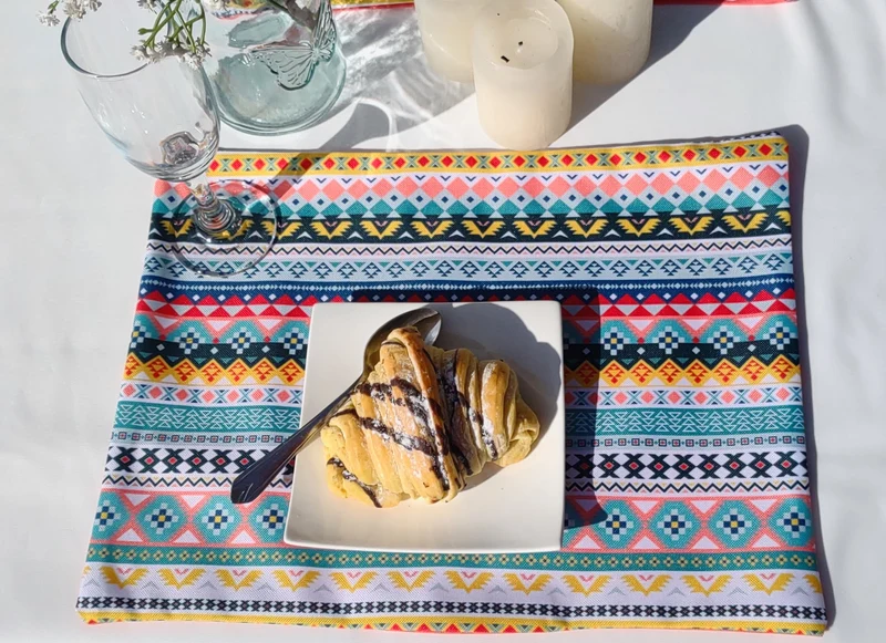 Etno Garden Table Set – Tablecloth, 2 Cushion Covers, Bunting and Place mats | Perfect for Garden Parties, Weddings & Kids' Events