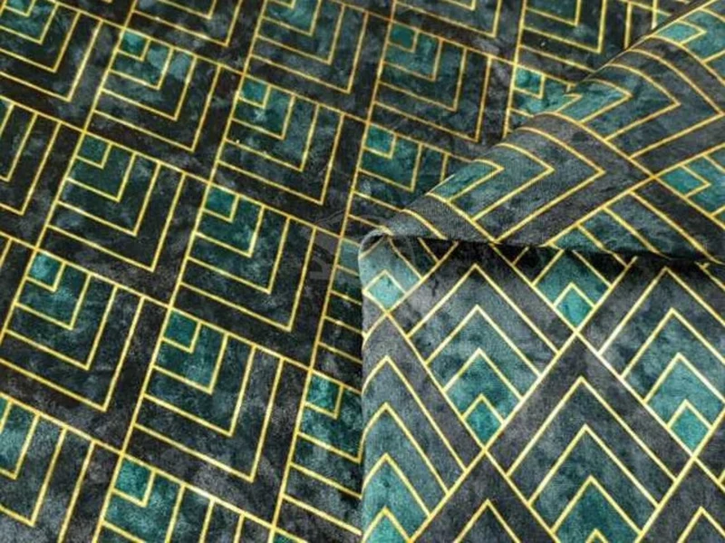 Bottle Green Art Deco Crushed Velvet