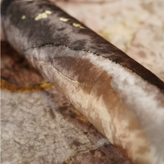 Beige Brown Gold Marble Lava Stone Crushed Velvet