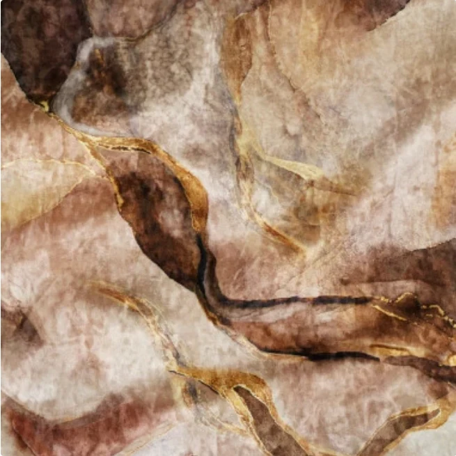 Beige Brown Gold Marble Lava Stone Crushed Velvet