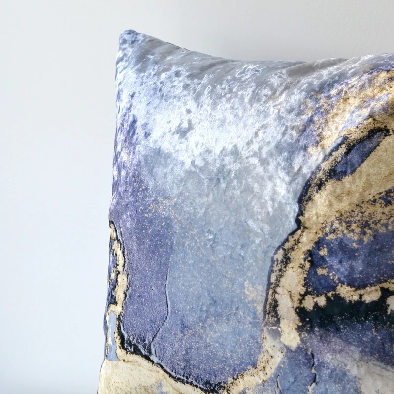 Blue Gold Abstract Decorative Cushion 45x45cm+