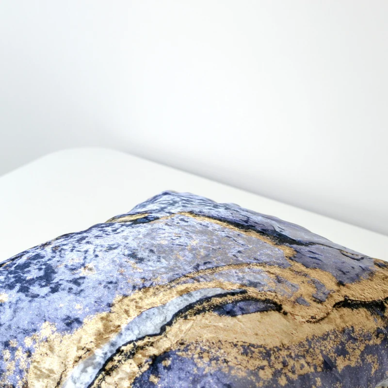 Blue Gold Abstract Decorative Cushion 45x45cm+