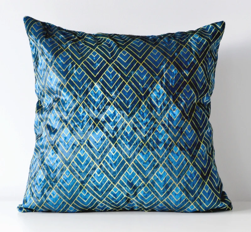 Navy Blue Geometric Art Deco Decorative Cushion 40x40cm+