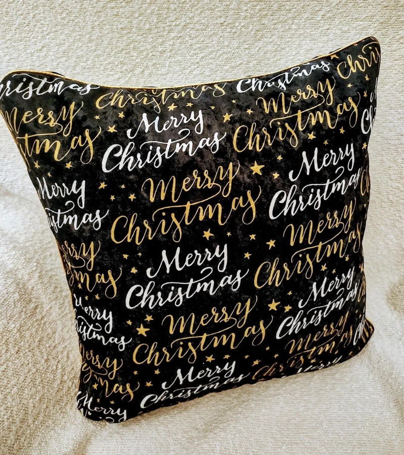 Christmas Velvet Cushion Cover with piping 50x50cm
