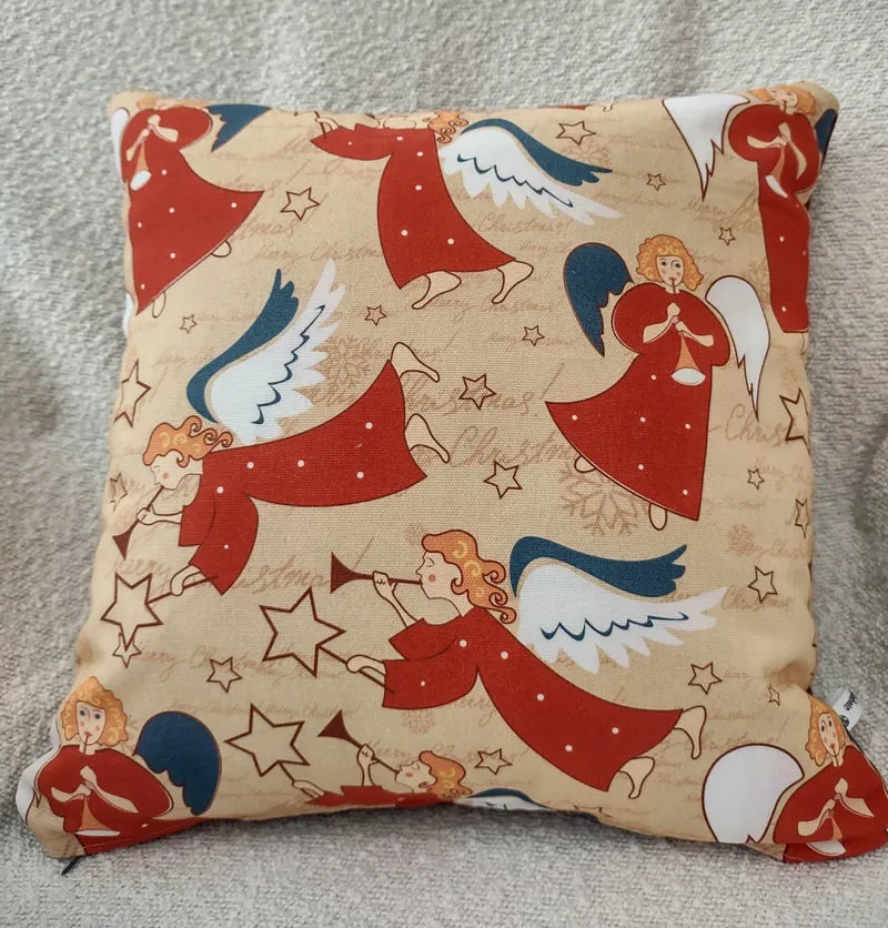Christmas Angels Cotton Cushion Cover 50x50cm