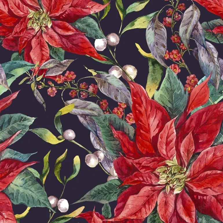 Christmas Red Poinsettia Velvet