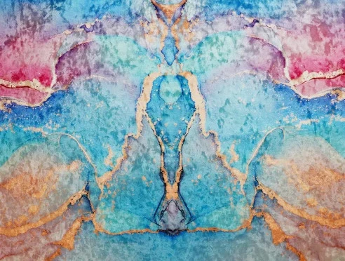 Pink Blue Stone Crushed Velvet