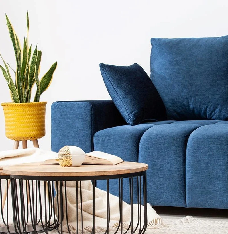 Textued Navy Linen Velvet